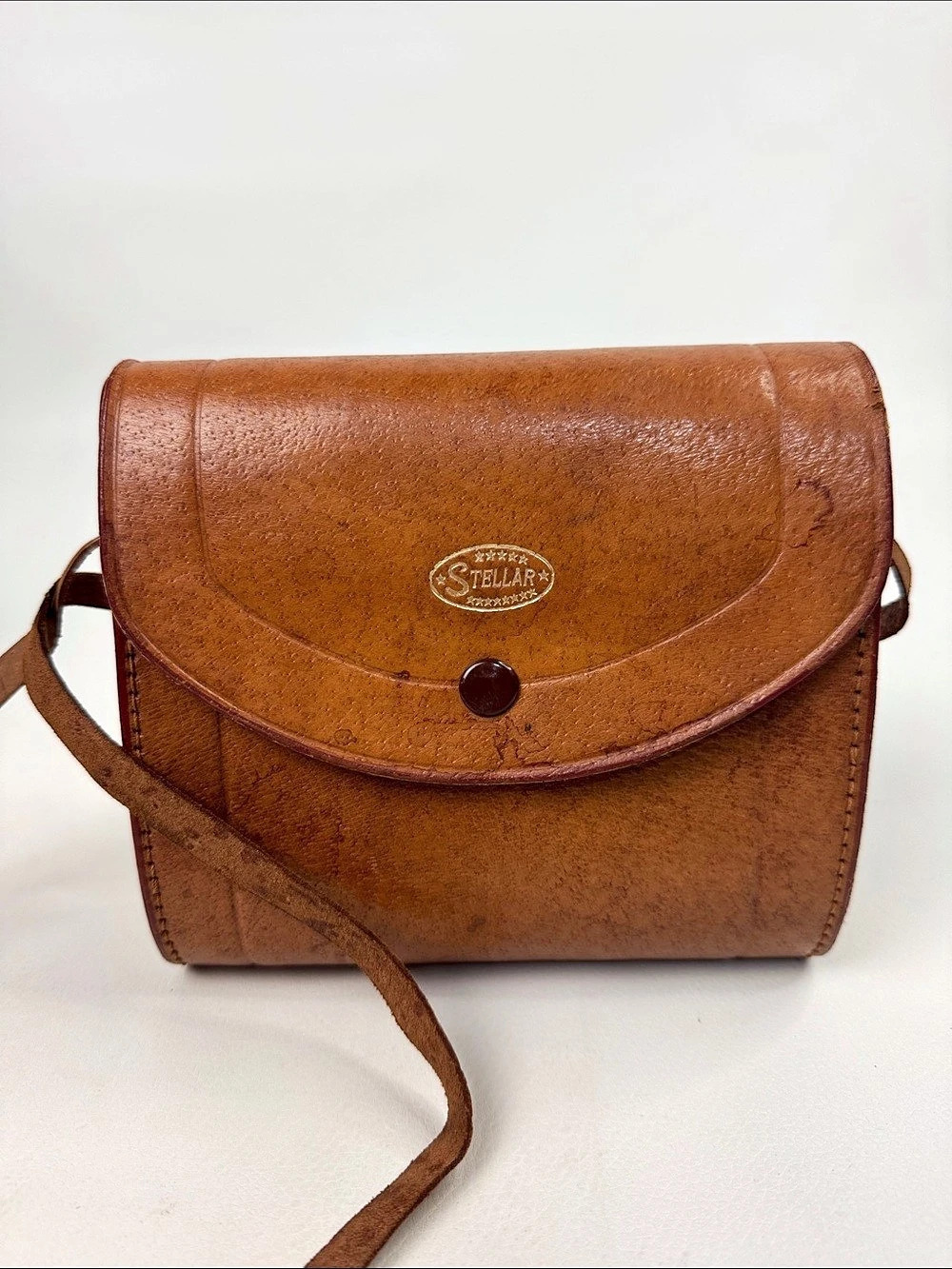 Vintage Stellar Brown leather flap Crossbody Bag